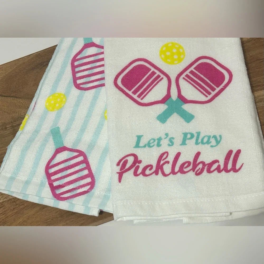 Hobby Lobby Cotton Dish Towels “Let’s Play Pickleball” Set of 2 NEW